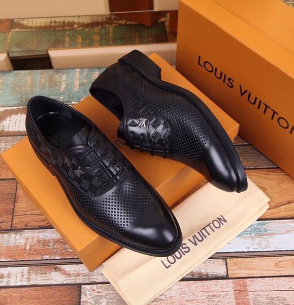

genuine leather breathable business leather shoes for men oxfords dress shoes wedding loafers drivers buckles party flat 38-45, Black