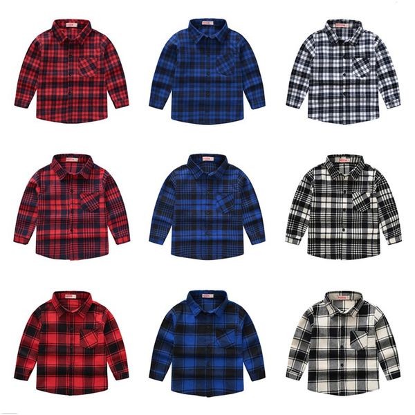 

europe and america childrenswear spring and autumn new style men and women children classic plaid long-sleeved shirt children's, White;black
