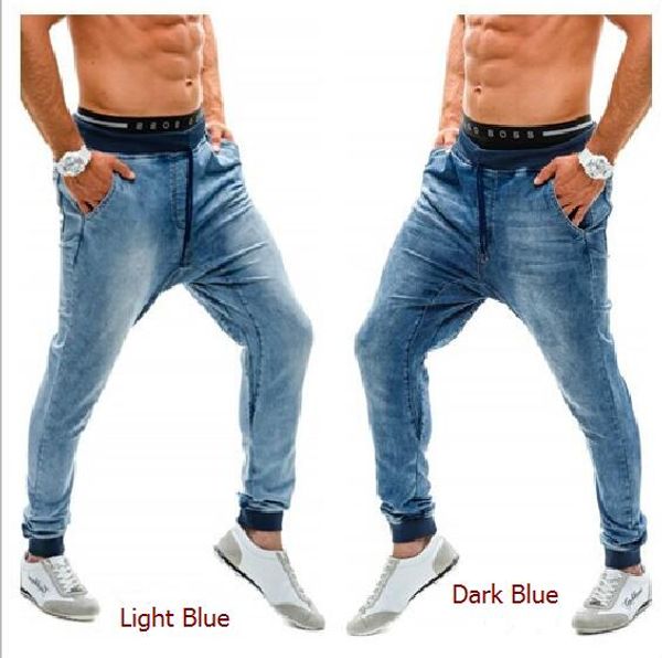 

thread waist for elastic new pants jeans male high waist loose men's designer stylish jogging pants vmbwa, Black