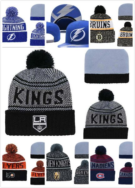 

Men's Tampa Bay Lightning Ice Hockey Knit Beanie Embroidery Adjustable Hat Embroidered Snapback Caps Black Blue White Stitched Knit Hat