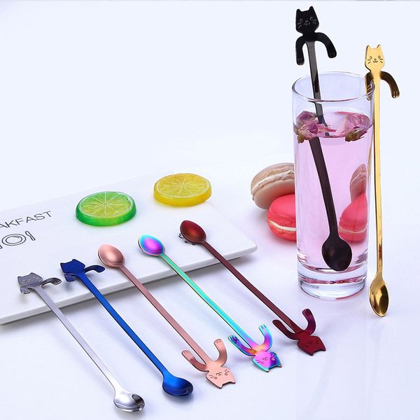 

lengthen lovely hellokitty spoons nice gift girl friend creative colorful cute cat spoon handle coffee drinking flatware tools