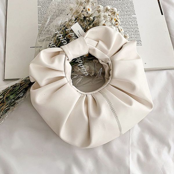 

luxury pleated design handbags women bags female shoulder messenger bag elegant underarm bag soft horns round clutch sac a main