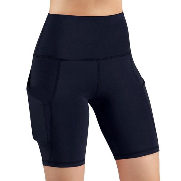 

outdoor exercise shorts women's casual solid color pocket yoga shorts elastic fitness athletic yoga pants #lr2, White;red