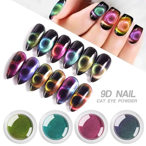 

1pc creative 12 colors 9d galaxy cat eye nail gel glitter powders with brush magnetic uv gel magnet diy nail art manicure decor, Silver;gold