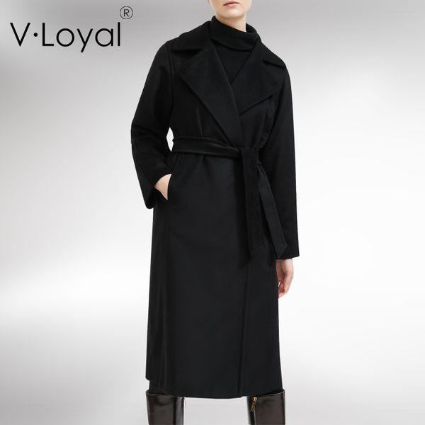 

new fashion water wave cashmere coat in autumn and winter, Black