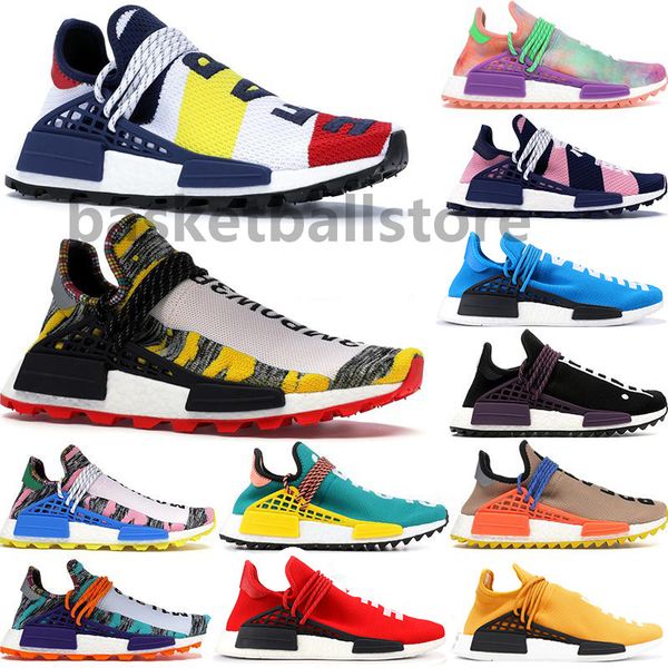 

2019 new human race hu trail pharrell williams mens running shoes pack mother black red oreo multi outdoor designer sneakers with box, White;red