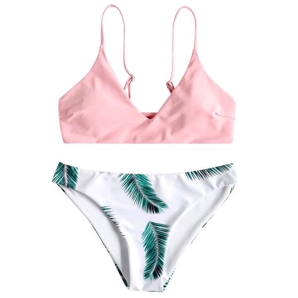 

biquinis feminino 2019 женщин зеленых растений print designer купальники push-up bra проложенного пляж бикини установить отдельные swimsuit