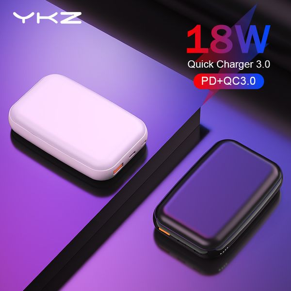 

ykz mini power bank 10000mah pover bank qc 3.0 type c pd fast charging powerbank charger external battery for iphone xiaomi mi