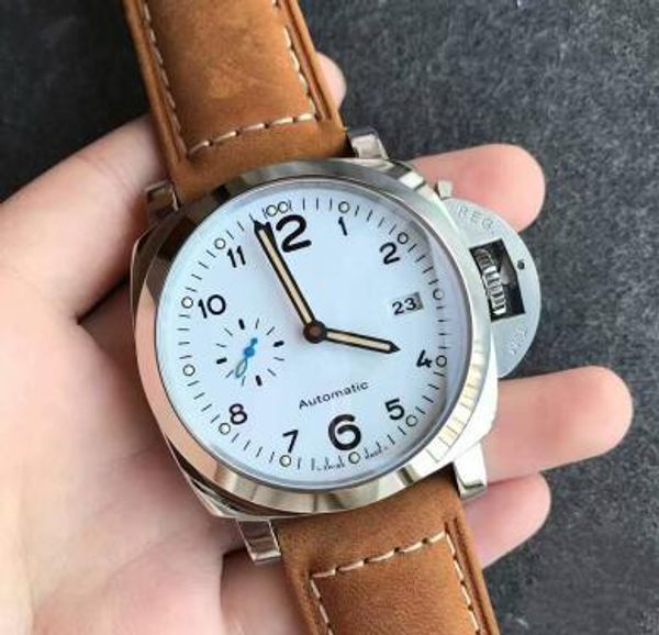 

New Luxury Brand PAM1499 PAM01499 Men's Automatic Mechanical White Dial Leather Strap Stainless Steel Case Date Watch 44 mm with box