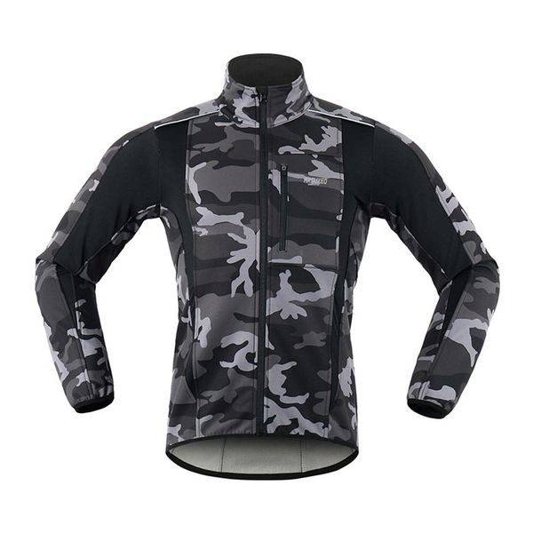 

arsuxeo winter men outdoor sports warm winter autumn men outdoor sports bicycle bike warm thermal cycling coat jacket, Black