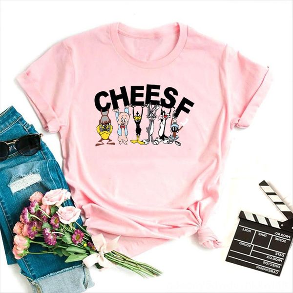 

shor-sleeved women's fashionable hd cartoon letter printed short-sleeved t-shirt women's fashionable t hd cartoon letter printed t, White