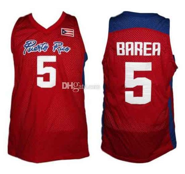 #5 Jose J.J. BAREA Team Puerto Rico Retro Classic Basketball Jersey Mens Ed Número personalizado e camisas de nome