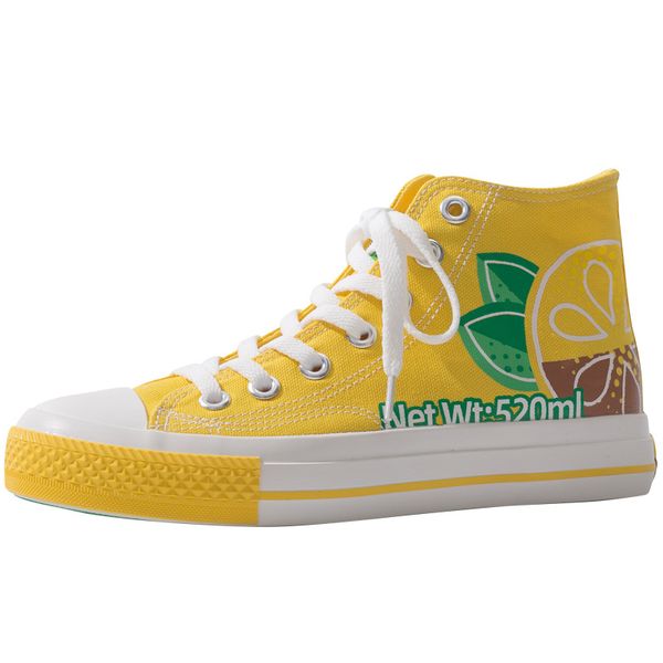 

canvas shoes white lace high yellow lemon loafers, Black