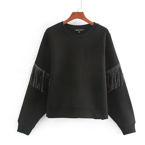 

падение или шеи женщин способа сильных женщин bola толстовка элегантный рукав длинный рубашка женская kr, Black