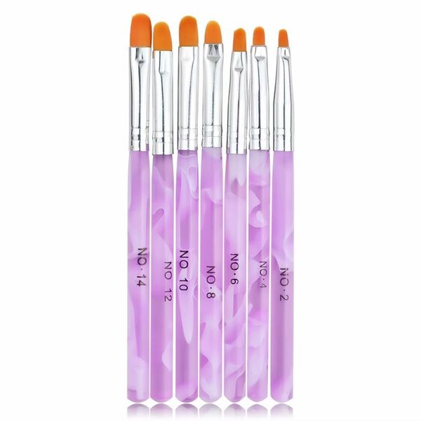 

7pcs/set painting drawing brushes set nail art brush pens varnish brushes led uv gel nail polish manicure tools set kit, Yellow