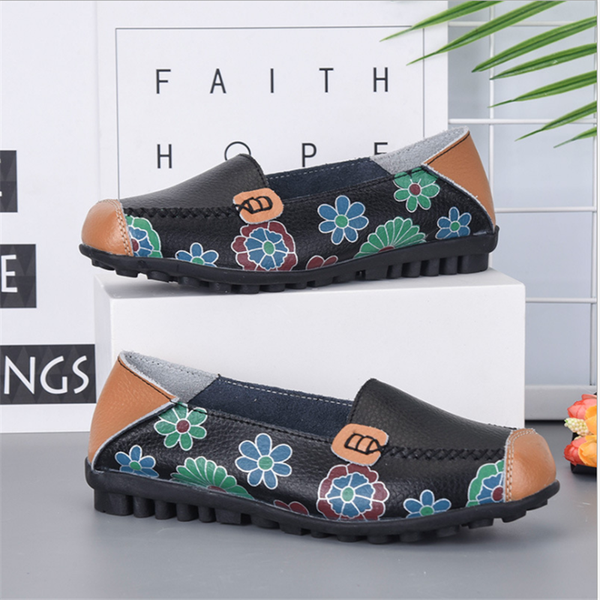 

shoes 2019 loafers moccasins breathable non-slip driving shoes plus size 35-44 ladies peas, Black