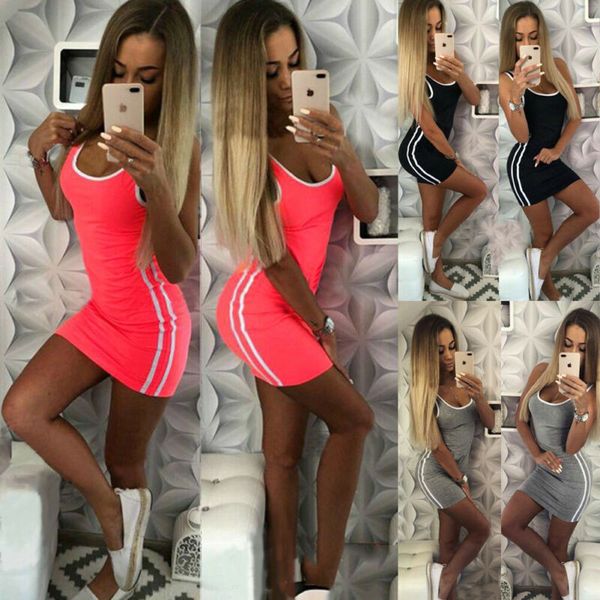 

2020 women beach long tank vest summer evening party sleeveless casual mini dress, Black;blue