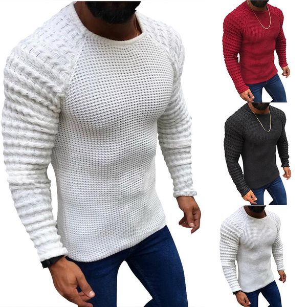 

wenyujh sweater men 2019 new fashion o neck pullover casual knitted sweater autumn winter slim fit long sleeve knitwear pullover, White;black