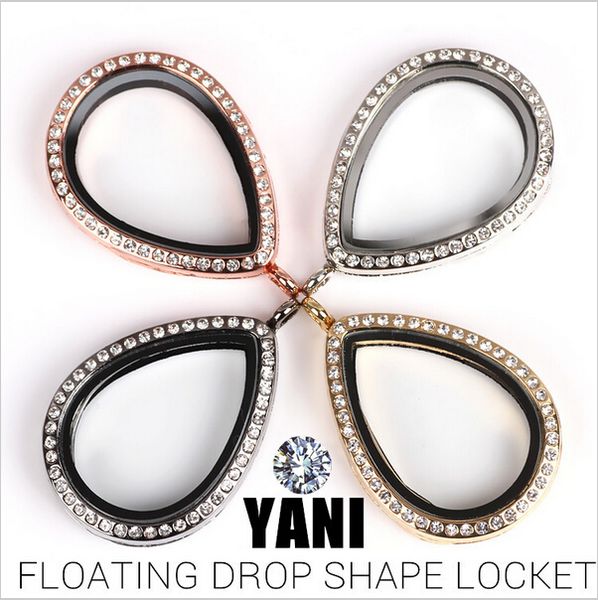 

10pcs/lot mix colors 40mm water drop floating locket pendant magnetic magnet glass living memory floating locket charms, Silver