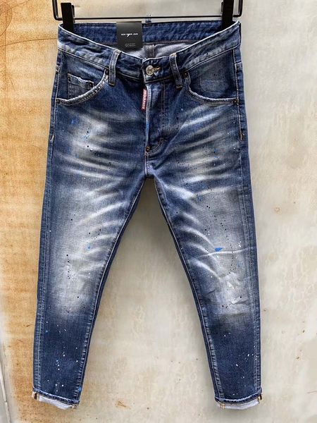 

весна / лето 2020 новые мужские джинсы тонкие ноги брюки отверстие патч светлый цвет краски d2 прямой дикий прилив, Blue