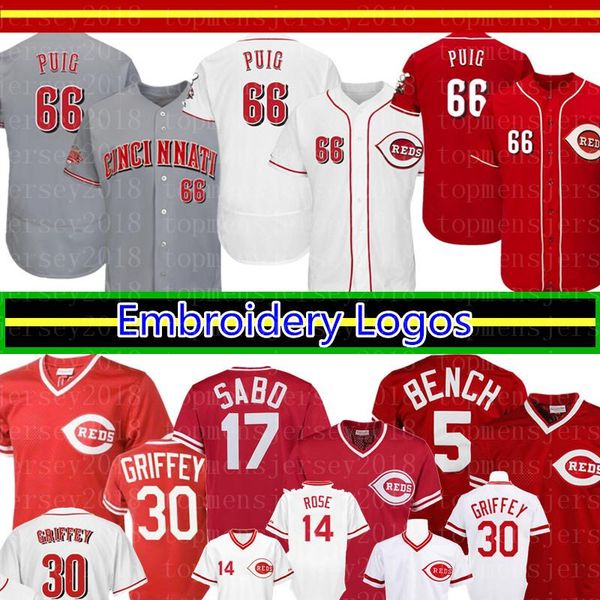 

Cincinnati 66 Reds Yasiel Puig 19 Joey Votto Jersey Men's Majestic Gray 150th Anniversary Road Authentic Collection Player