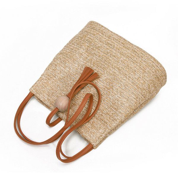 

hand woven large rattan straw bag flower basket storage tote female bags travel handbag shopping braided hand bag for women girl