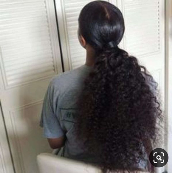 

3c afro kinky curly clip in drawstring ponytail hair piece jet black human hair ponytail clip in ponytails hair extension for black women