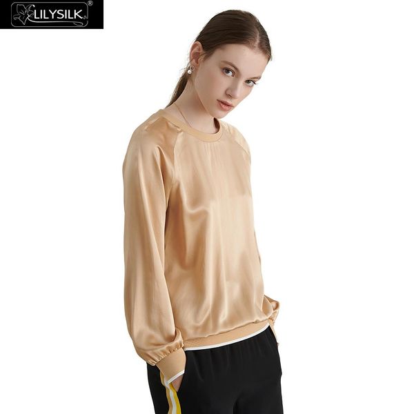 

lilysilk women silk daily round neck ladies new ing, White