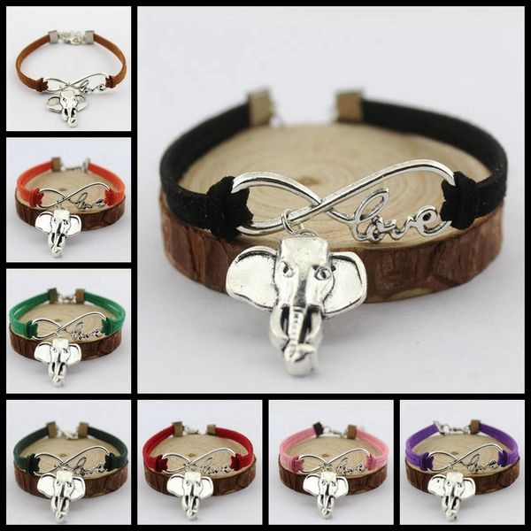 

2019 горячий ручной вязки минималистский слон браслет смешанный цвет бархатной кожи бесконечный унисекс подарок ювелирных изделий многоцветн, Golden;silver
