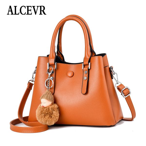 

alcevr pu ladies hand bags women's shoulder messenger bag malas big capacity crossbody tassen tote wild hairball design