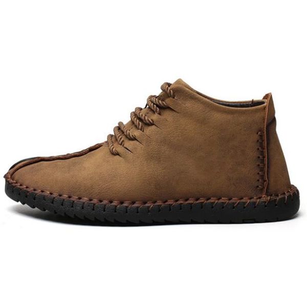 

mhysa 2019 autumn and winter new outdoor large size men's leather shoes new plus velvet casual warm handmade men's boots m382, Black