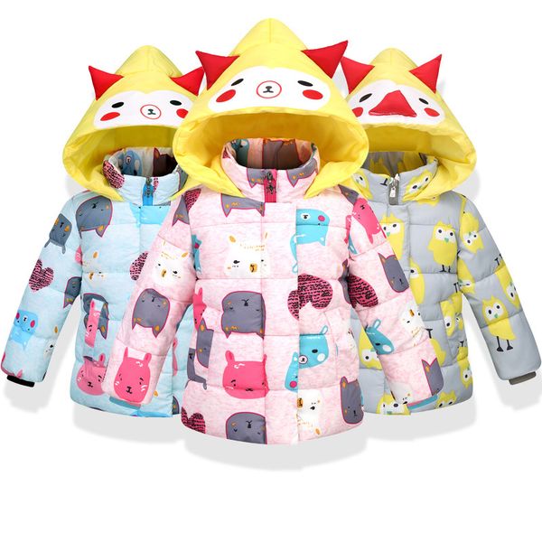 

BOY'S Girls Winter Kids' Coat New Style Fashion Thick Cartoon Coat Hooded Long Sleeve Cotton-padded Jacket Warm Cotton-padded Cl