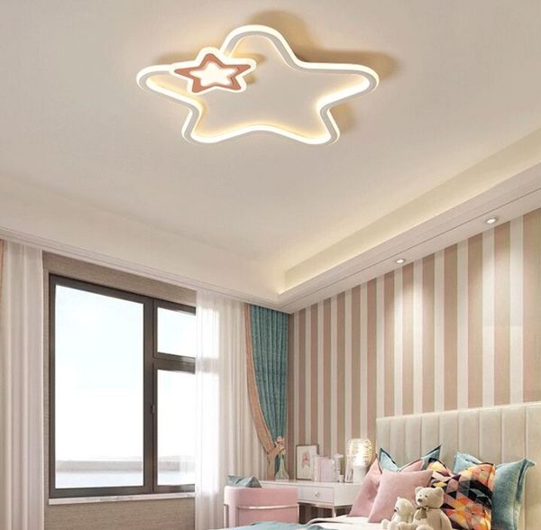 Modernos levaram luzes da sala de teto luz bebê para o quarto quarto das crianças das crianças meninos meninas iluminação branca estrela rosa lâmpada do teto MYY