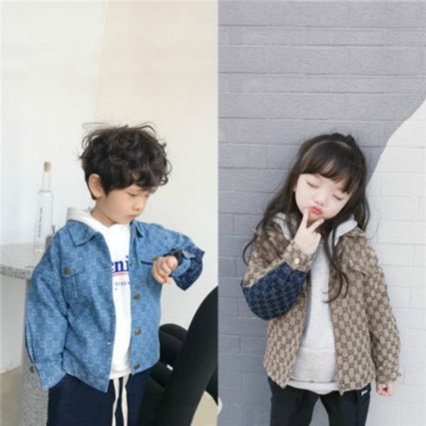 

children designer jacekts fashion brand letters priend coat girls boys fashion splice denim jacket kids luxury jackets sell, Blue;gray