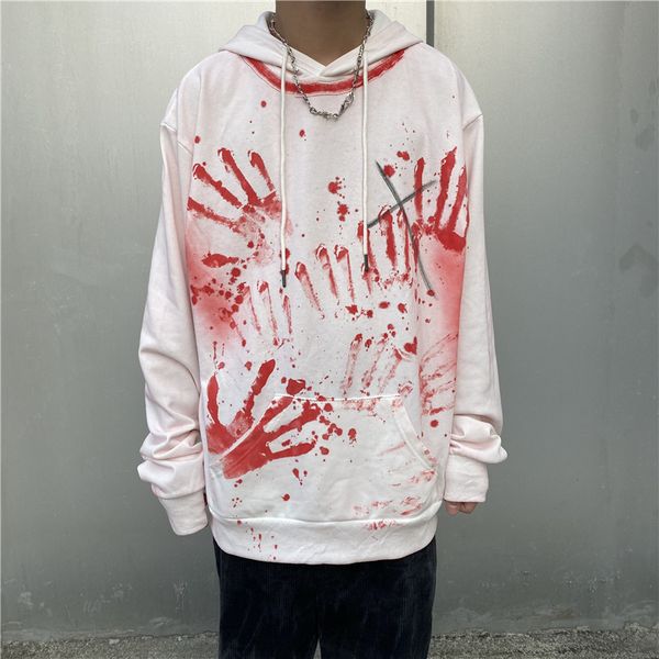 

male streetwear vintage loose hoodie outerwear men high street hip hop hand graffiti hooded sweatshirt, Black