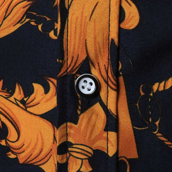 

men shirt gift button long sleeve spring autumn fashion business soft casual thin slim flower print daily, White;black