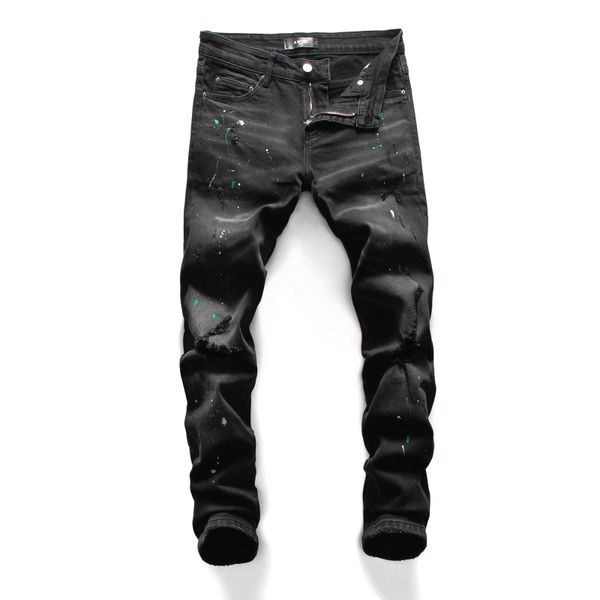 

new men's luxury jeans fashion casual men's slim brand jeans cotton long pants men jeans, Blue
