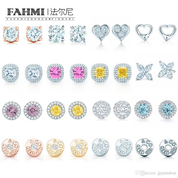 

fahmi 100% 925 sterling silver original authentic classic charm gem gift exquisite wedding women earrings jewelry, Golden;silver