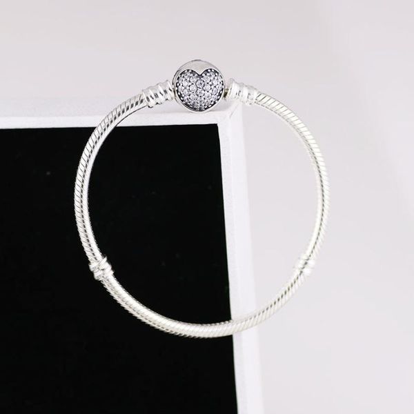 

other bracelets real 925 sterling silver glittering heart-shaped close fitting bracelet fit european charm women jewelry, Golden;silver