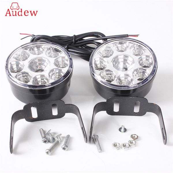 

2pcs белого 12v 4.5w 9 led drl круглого дневного света хвост автомобиль туман день вождение лампа для грузовиков ван внедорожников atv мотоц