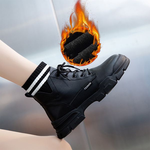 

women's winter sneakers women sock boots casual shoes woman ankle boots women plush rubber platform chunky sneak, Black
