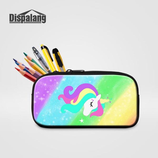 

dispalang 3d printing unicorn rainbow pencil case for boys girl mini zipper pen bag box women portable cosmetic cases makeup bag
