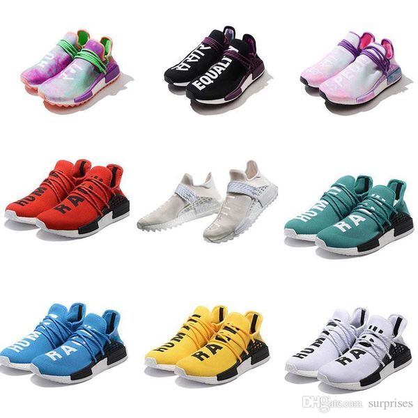 

человеческая раса pharrell x hutrail равенство ботаник крем мужчины женщины спортивные кроссовки холи холст спорт спортивная кроссовки трене