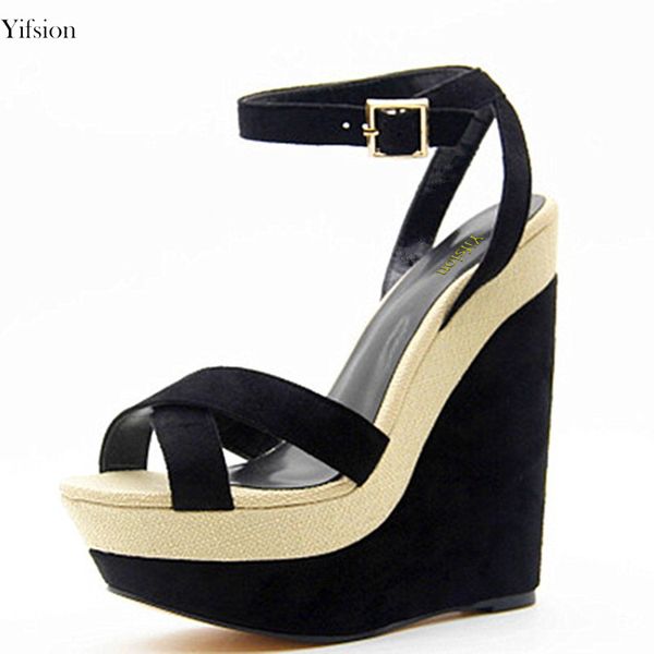 

rontic new women gladiator sandals wedges high heels 15 cm sandals open toe black women shoes women us plus size 4-.5