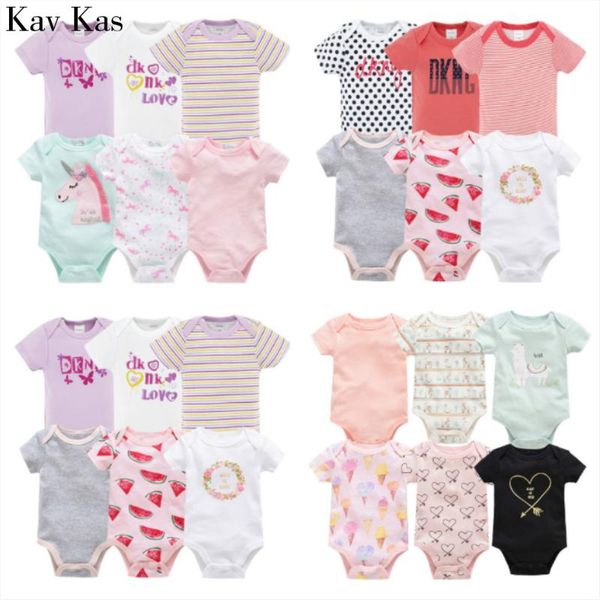 

kavkas 6 pcs baby girl jumpsuit newborn short sleeve girls romper cute baby, Blue