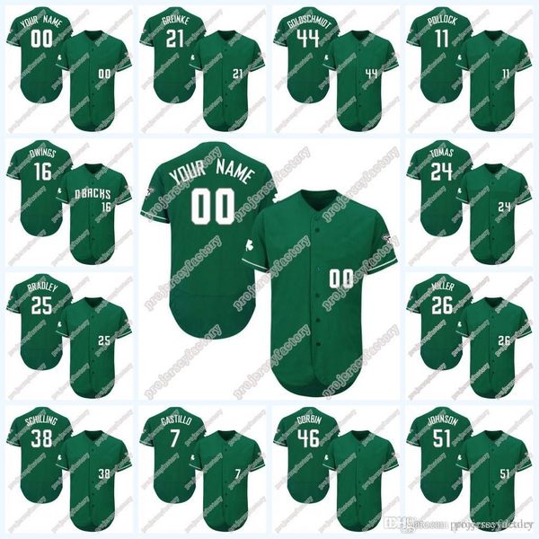 

Mens Arizona St. Patrick's Day 21 Zack Greinke 44 Paul Goldschmidt 11 AJ Pollock 51 Randy Johnson 22 Jake Lamb Baseball Jerseys