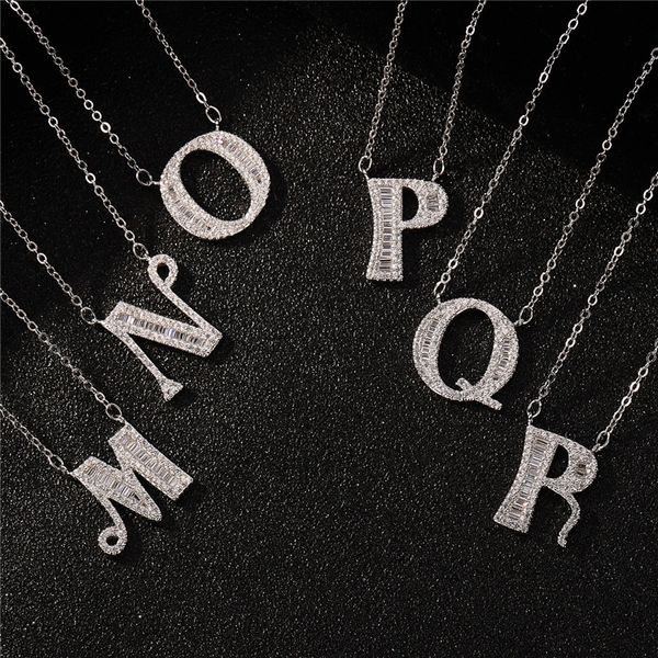

a-z 26 letter 925 sterling silver name necklaces for women cz zircon english letters pendant necklaces anniversary gift