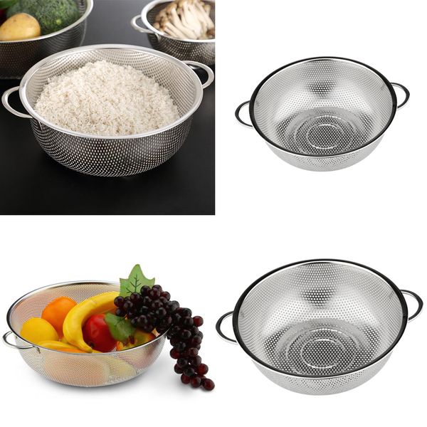 

2x stainless steel fine mesh strainer rice sieve fruit washing bowl kitchen