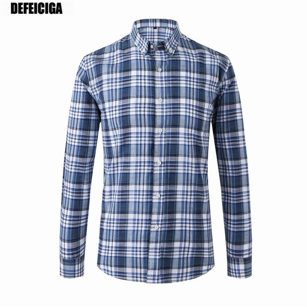 

2019 defeiciga spring men shirt long sleeved striped solid plaid male business shirt brand clothing formal man 016, White;black