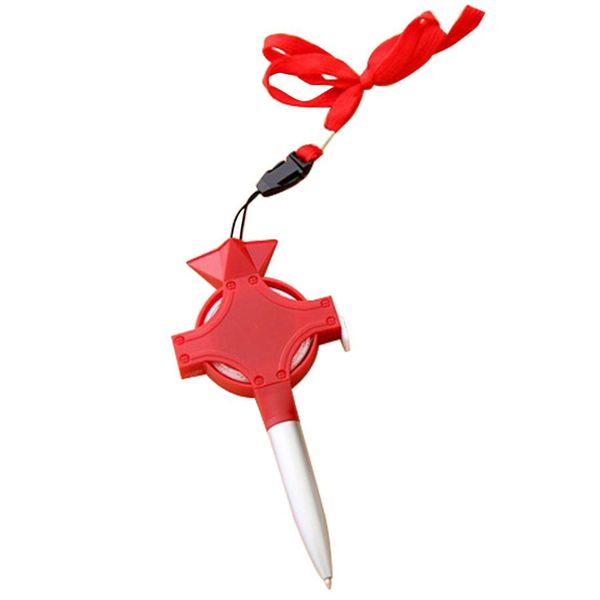 

2 in 1 retractable plastic pen ballpoint and measure distance, measuring 150cm/2.2inch tape attached lanyard, Blue;orange